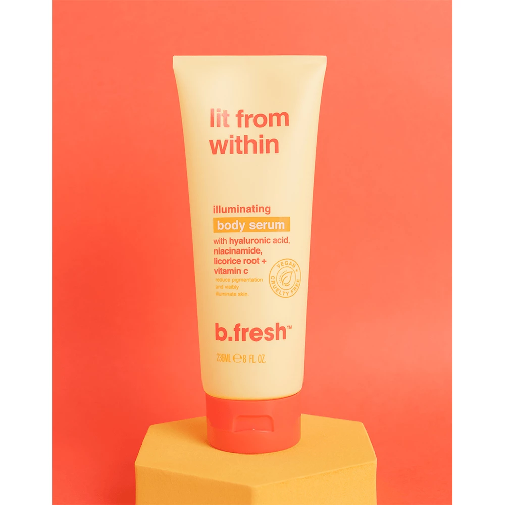 B.fresh Lit From Within Ser Iluminator pentru Corp Radiant Glow - Cu Acid Hialuronic si Vitamina C pentru Stralucire si Uniformizare, 236 ml