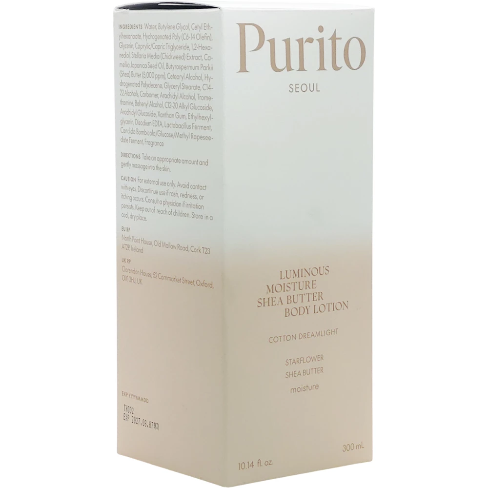 PURITO Seoul Luminous Moisture Lotiune de Corp Cotton Dreamlight - Hidratare Intensa si Catifelare, 300 ml