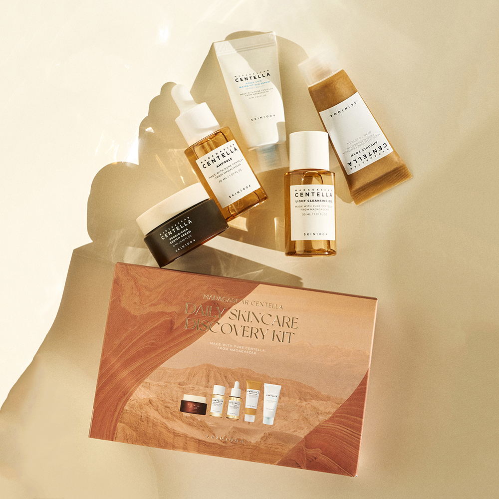 SKIN1004 Madagascar Centella Daily Skincare Discovery Kit - Set formulat cu Centella Asiatica, care contribuie la curatarea, calmarea, hidratarea si protectia solara a pielii