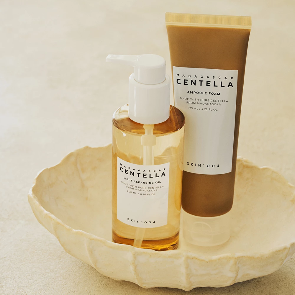 SKIN1004 Madagascar Centella Double Cleansing Duo Set – Spumă de Curățare 125 ml și Ulei de Curățare 200 ml | Curățare Profundă și Hidratare