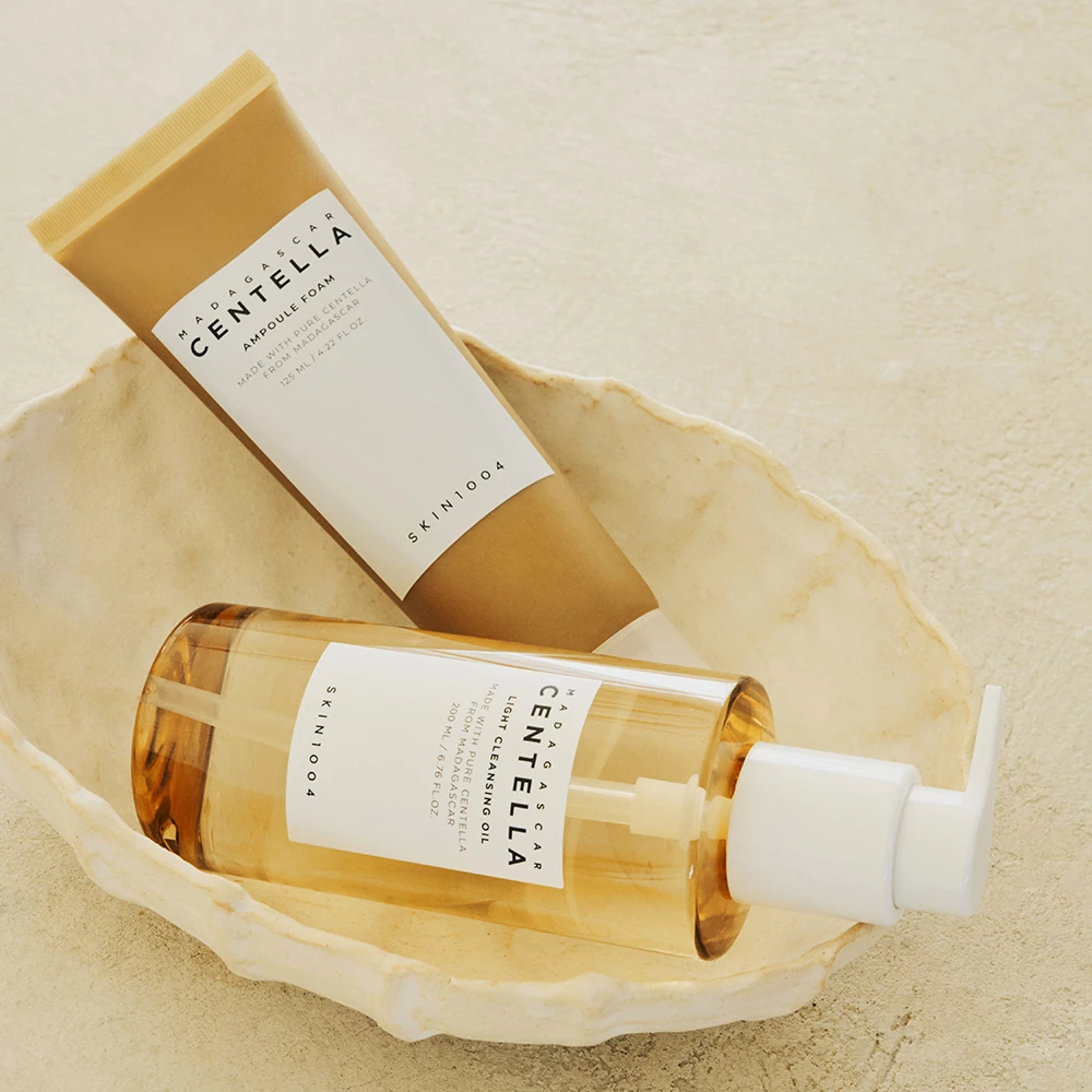 SKIN1004 Madagascar Centella Double Cleansing Duo Set – Spumă de Curățare 125 ml și Ulei de Curățare 200 ml | Curățare Profundă și Hidratare