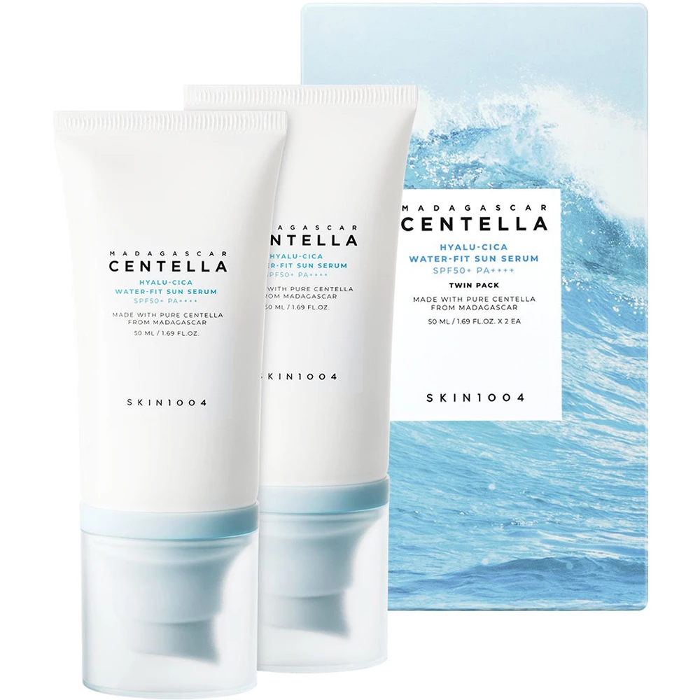  Set Madagascar Centella Hyalu Cica Water Fit Sun Serum - Crema de fata cu protectie solara SPF50+ PA++++ pentru toate tipurile de piele - gramaj 50 ml, set de 2 bucati