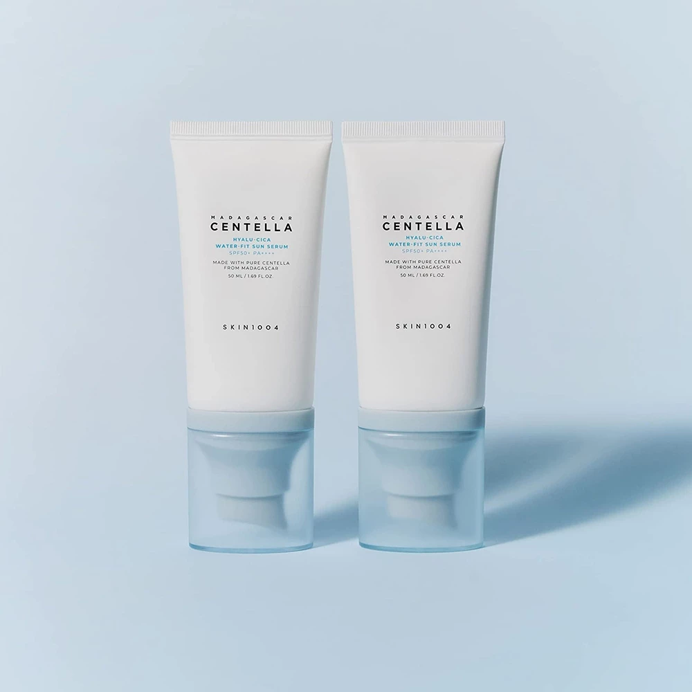  Set Madagascar Centella Hyalu Cica Water Fit Sun Serum - Crema de fata cu protectie solara SPF50+ PA++++ pentru toate tipurile de piele - gramaj 50 ml, set de 2 bucati