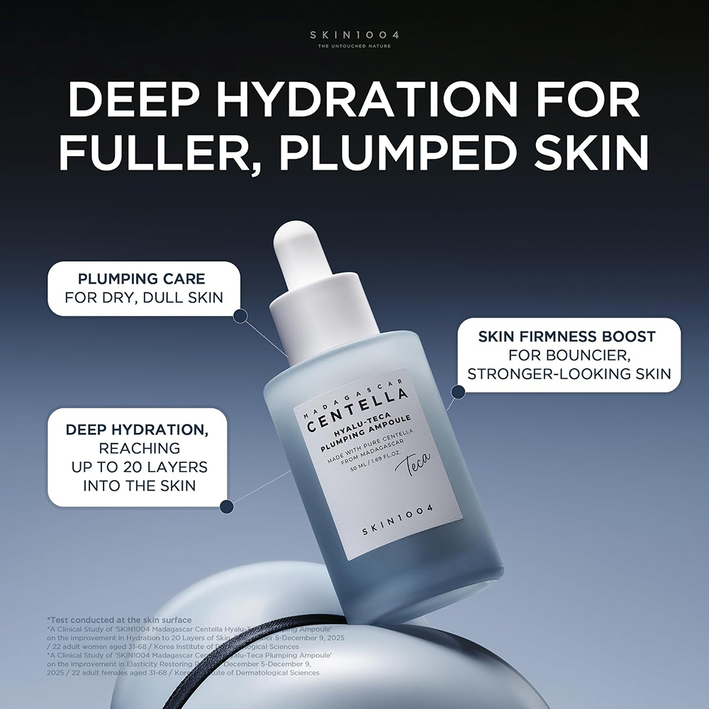 SKIN1004 Madagascar Centella Hyalu-Teca Plumping Ampoule, 50 ml - Ser de fata formulat cu hialuronat de sodiu si Centella Asiatica, care contribuie la hidratarea pielii si la metinerea confortului pielii
