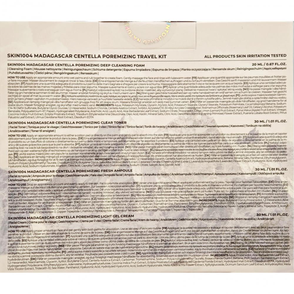 SKIN1004 Madagascar Centella Poremizing Travel Kit - Set formulat cu extract de Centella Asiatica si caolin, care contribuie la curatarea impuritatilor si la metinerea echilibrului de sebum