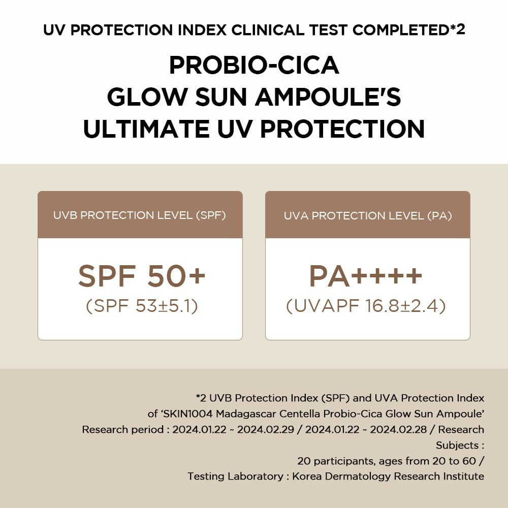 SKIN1004 Madagascar Centella Probio-Cica Glow Sun Ampoule – Ser de Față SPF50+ PA++++, 50 ml | Protecție Solară și Strălucire