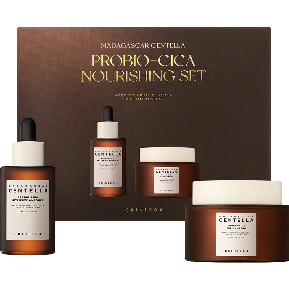 SKIN1004 Madagascar Centella Probio-Cica Nourishing Set - Set formulat cu Centella Asiatica si niacinamida, care contribuie la hidratarea pielii si la sustinerea barierei cutanate