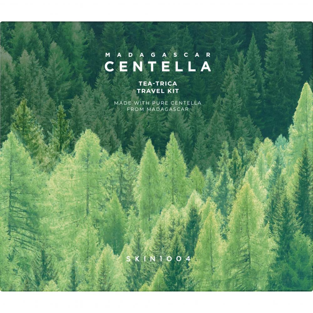 SKIN1004 Madagascar Centella Tea-Trica Travel Kit - Set formulat cu extract de arbore de ceai si Centella Asiatica, care contribuie la indepartarea excesului de sebum si a impuritatilor, la ingrijirea porilor si la calmarea pielii