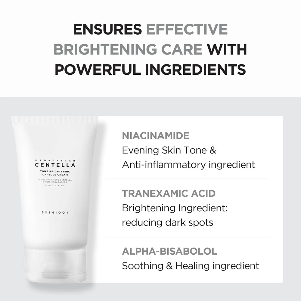 SKIN1004 Madagascar Centella Crema pentru fata Iluminatoare - Ilumineaza tenul, Reduce petele si Hiperpigmentarea, 75 ml