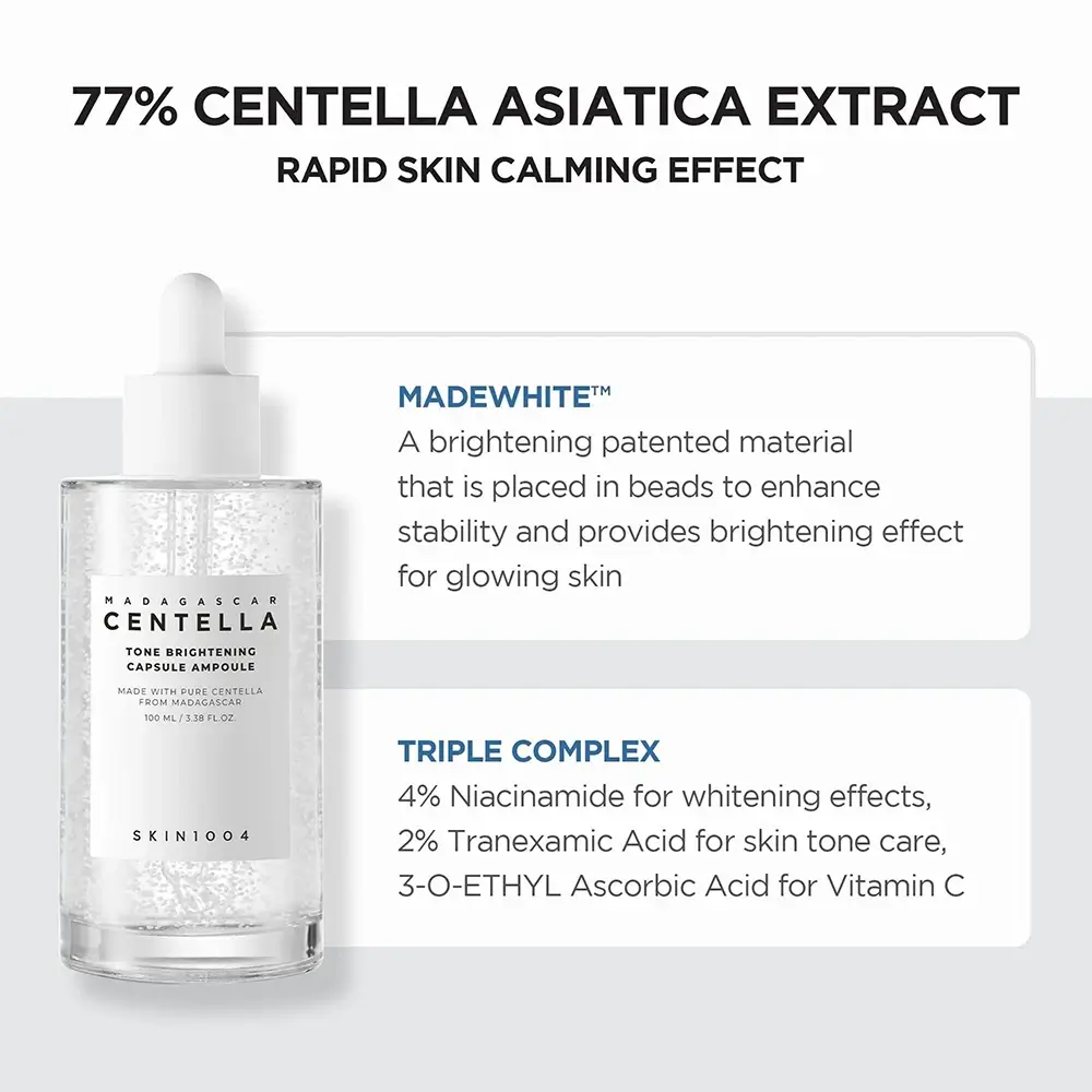 SKIN1004 Madagascar Centella Ser Iluminator pentru Fata Brightening Capsule - Iluminare, Uniformizare si Antioxidanti, 100 ml