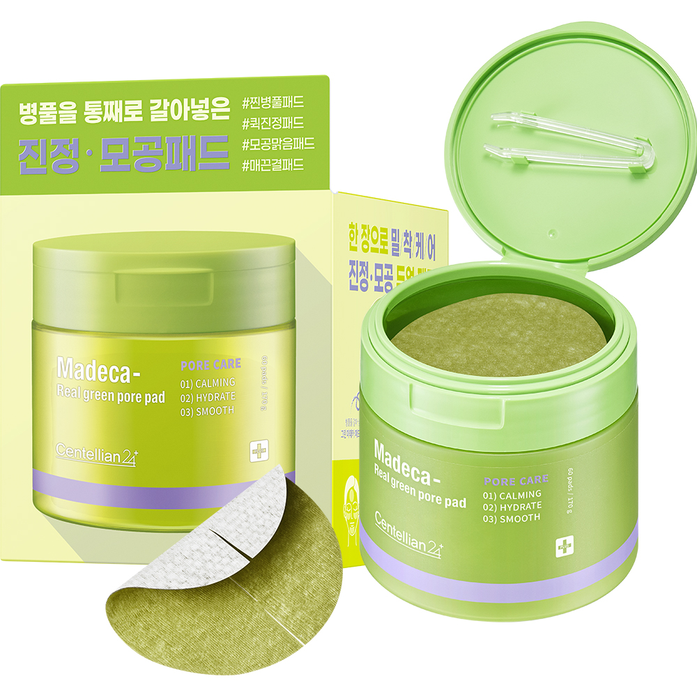 CENTELLIAN24 Madeca Real Green Pore Pad Toner de fata - calmare si hidratare, 60 buc