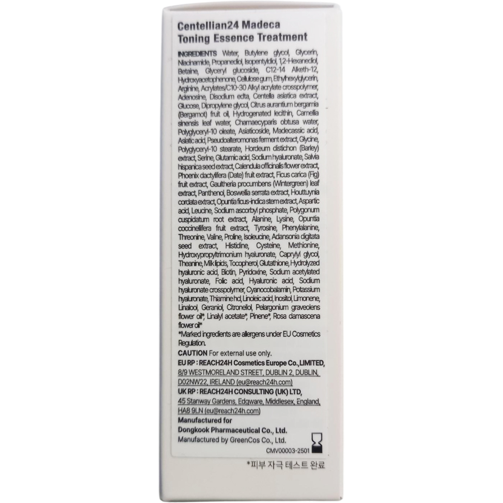 CENTELLIAN24 Madeca Toning Essence Treatment - toner de fata formulat cu niacinamida si TECA, care contribuie la hidratarea pielii si la mentinerea confortului pielii - 30 ml
