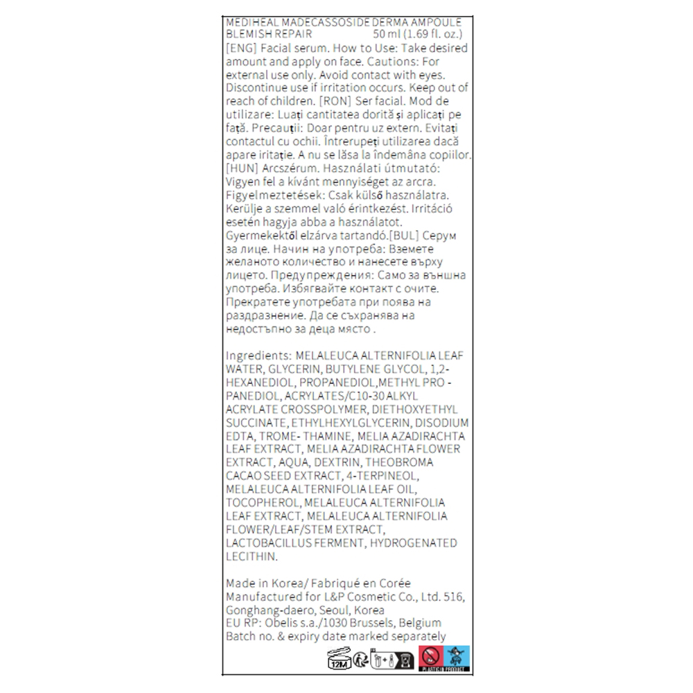 Madecassoside Derma Ampoule Blemish Repair Ser de fata 50 ml