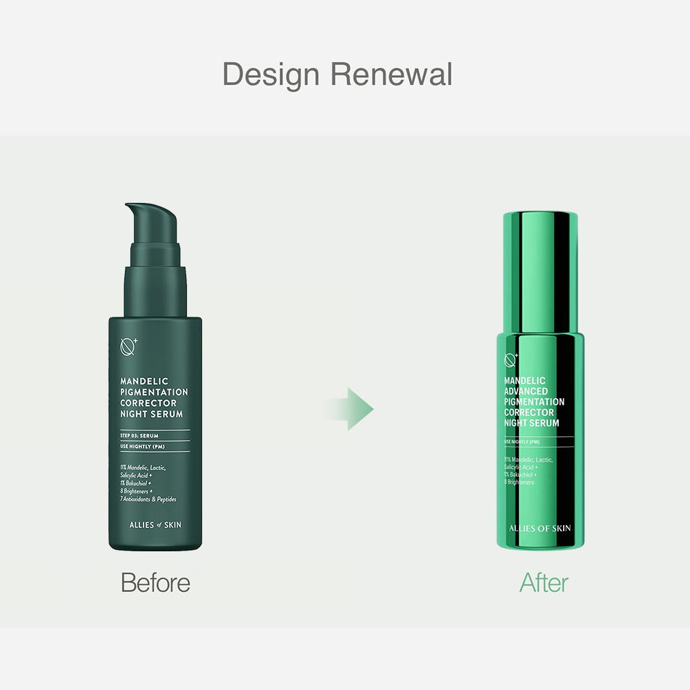 ALLIES OF SKIN Mandelic Pigmentation Corrector - ser de fata formulat cu acid mandelic 11% si bakuchiol 1%, care contribuie la reducerea aspectului tern si a petelor de pigmentare - 30 ml