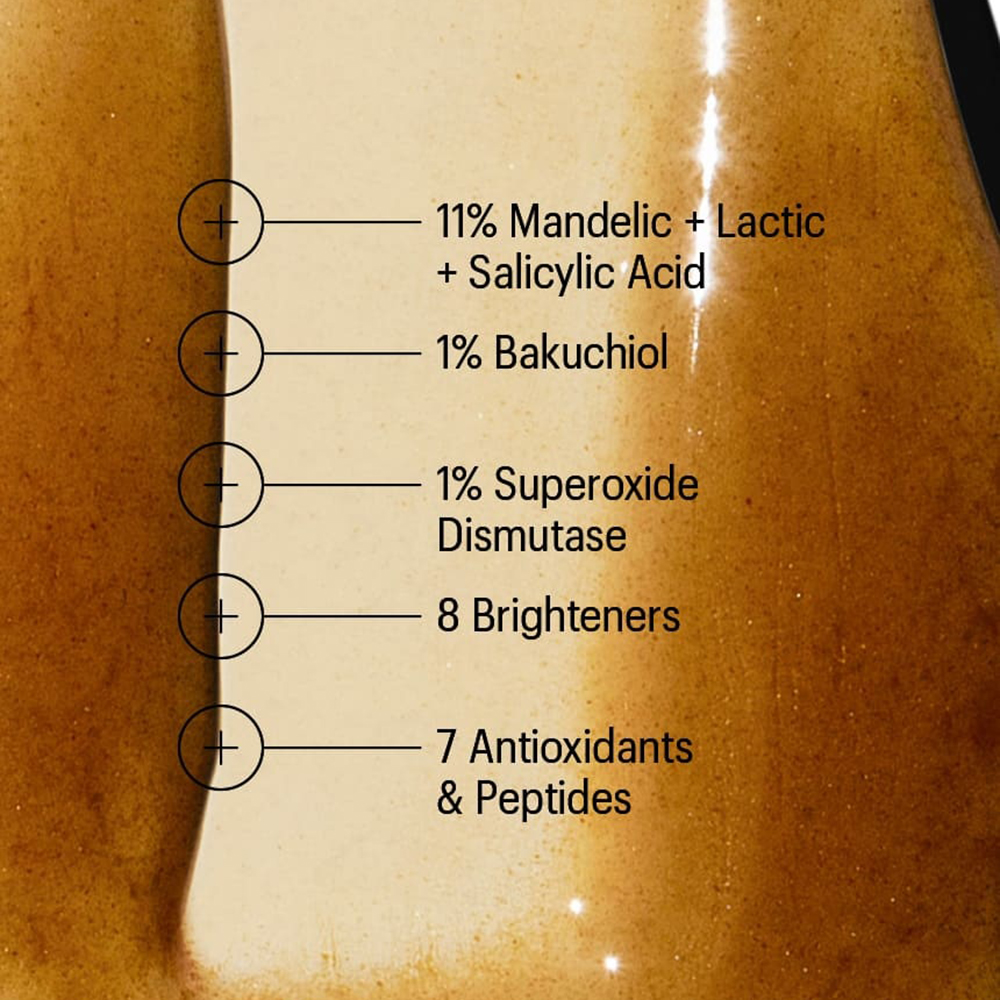 ALLIES OF SKIN Mandelic Pigmentation Corrector - ser de fata formulat cu acid mandelic 11% si bakuchiol 1%, care contribuie la reducerea aspectului tern si a petelor de pigmentare - 30 ml