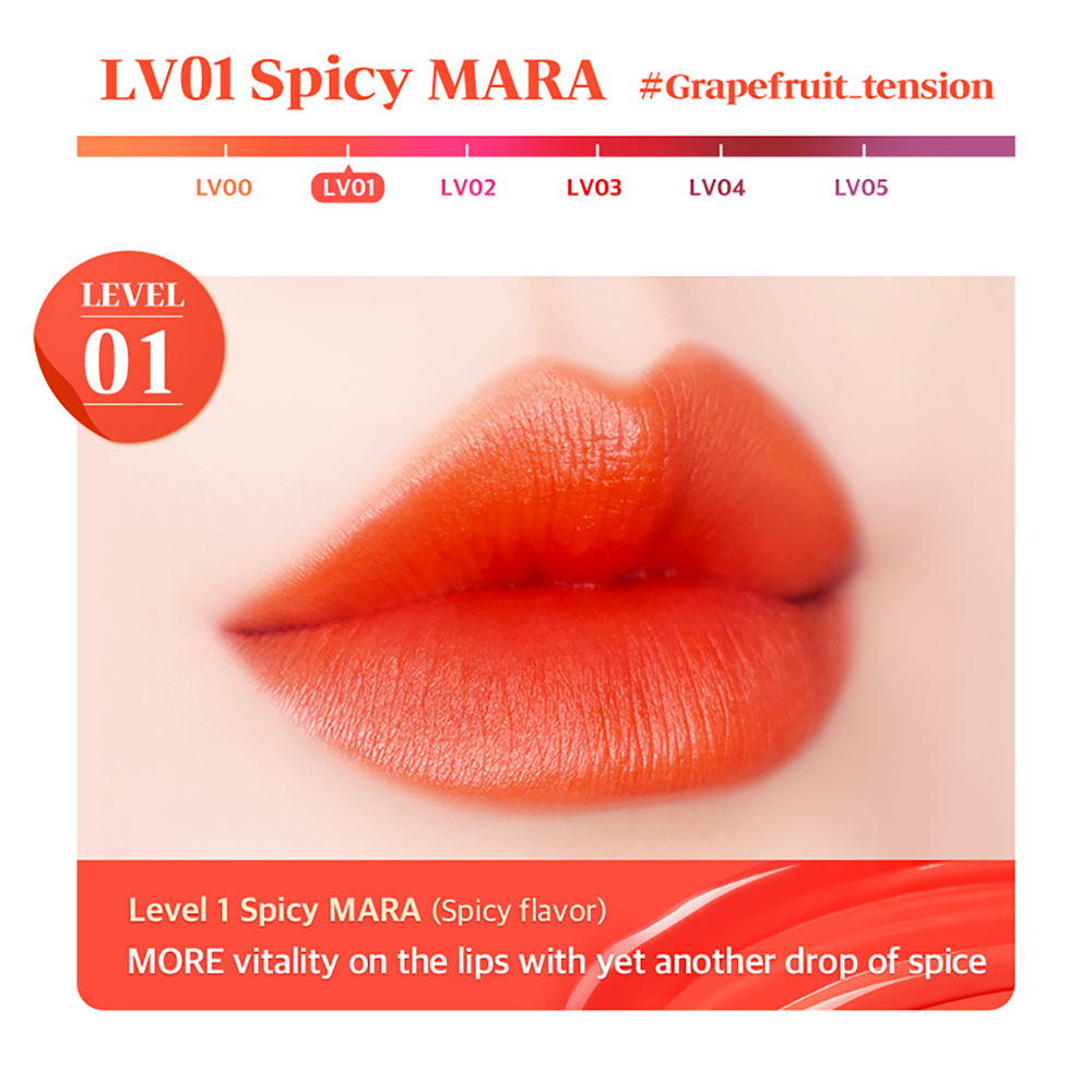 BLACK ROUGE Mara Hot Water Tint - nuantator pentru buze lichid, creat pentru a oferi buzelor o culoare intensa si de lunga durata, cu efect de plumping si racorire, rezistent la transfer - 4.5 gr - LV01 Spicy Mara