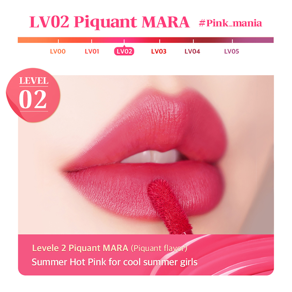 BLACK ROUGE Mara Hot Water Tint - nuantator pentru buze lichid, cu fixare rapida in 30 de secunde, rezistent la transfer, cu culoare uniforma si efect de plumping si racorire - 4.5 gr - LV02 Piquant Mara