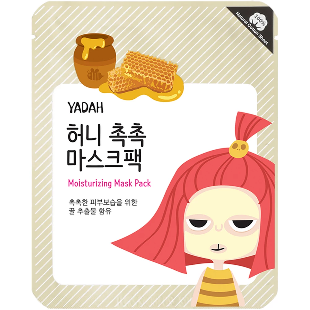 adah Moisturizing Mask Pack – Mască de față din bumbac 100% cu extract de miere pentru hidratare intensă 25 g​