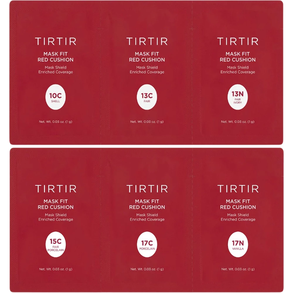 TIRTIR Collection Fond de Ten Mask Fit Red Cushion 10C-17N - Acoperire Impecabila si Rezistenta la Transfer, 6 x 1gr