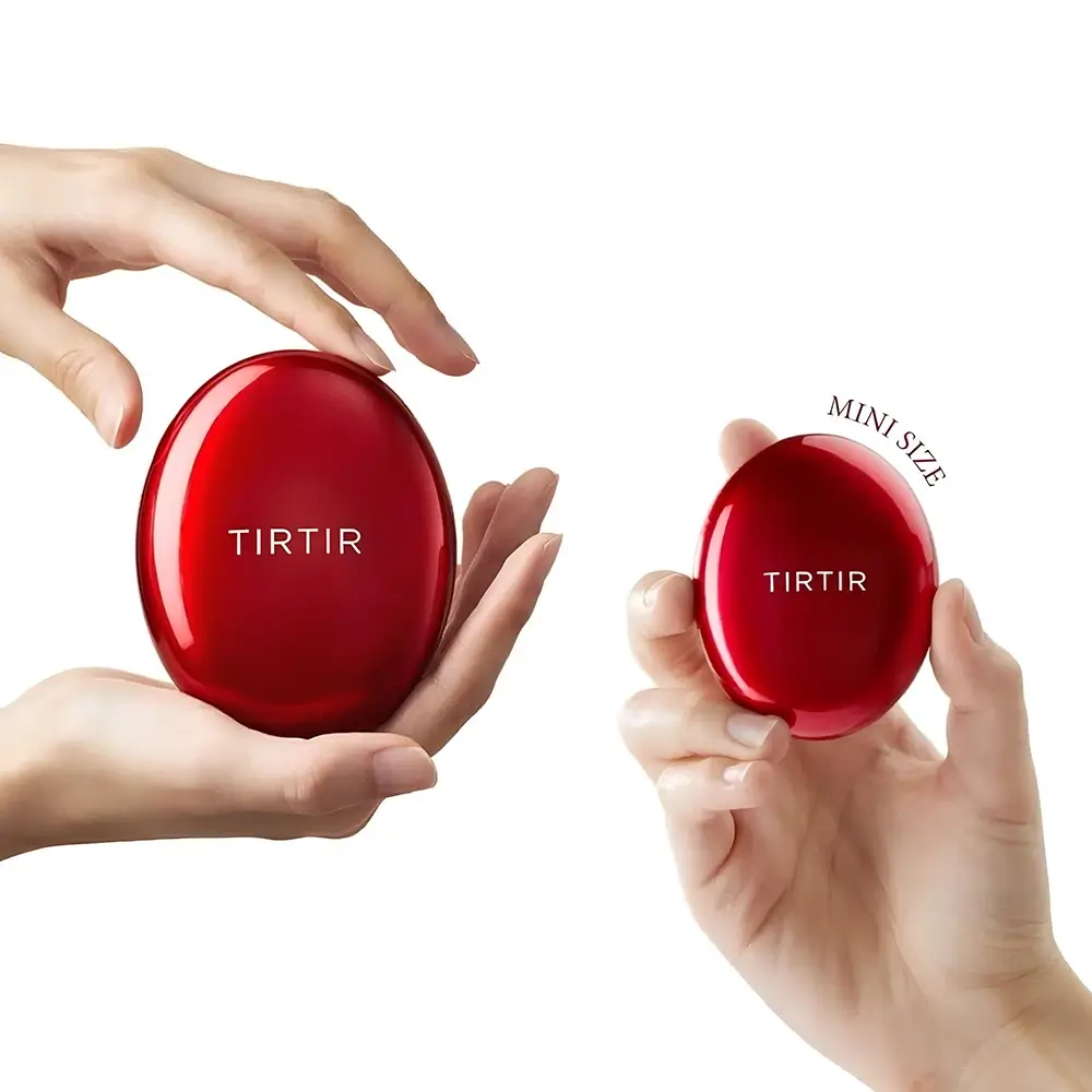 TIRTIR Mask Fit Red Cushion Mini Fond de Ten Compact 17W French Vanilla - acoperire ridicata si finisaj satinat de pana la 72 de ore, 4,5 g