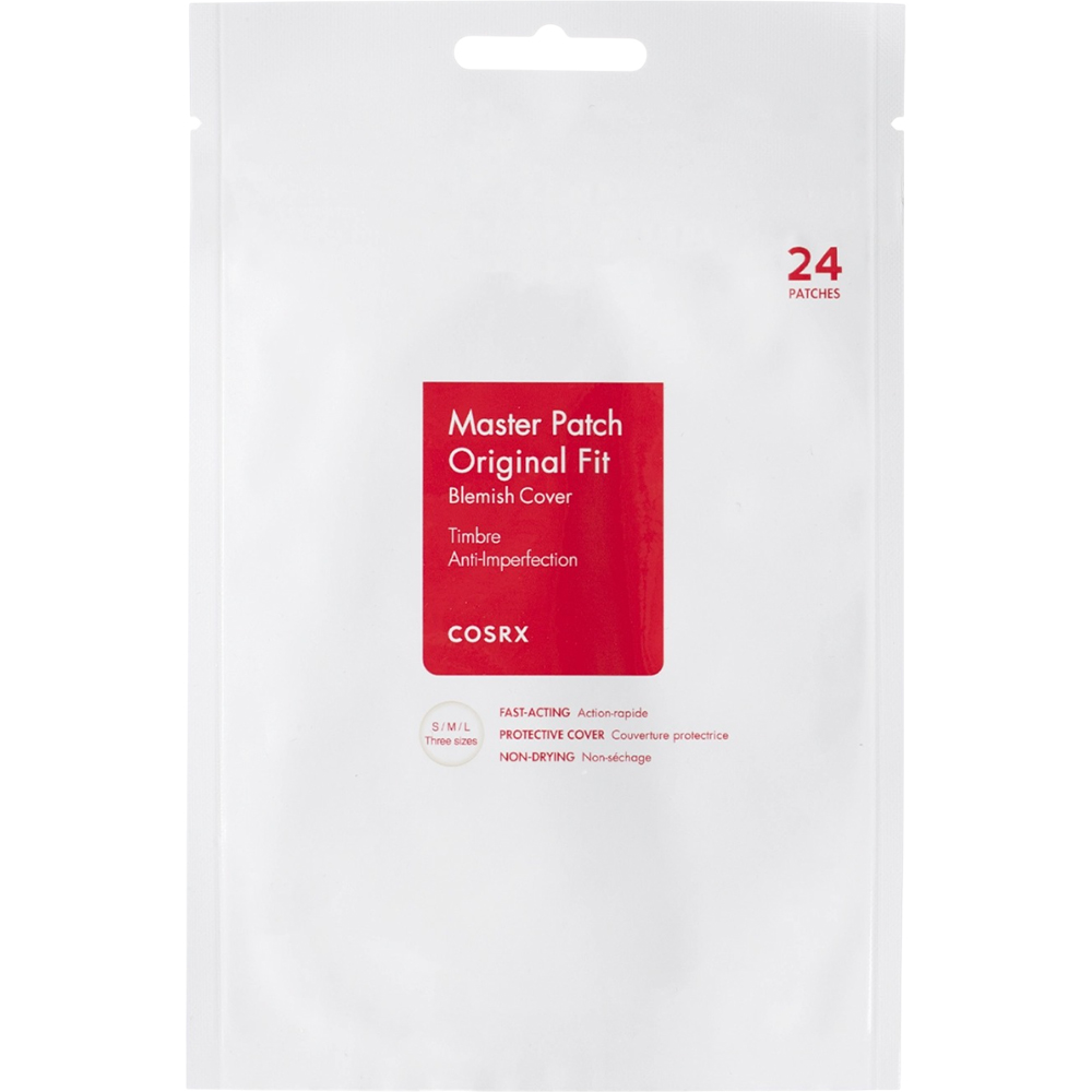 COSRX Master Patch Original Fit, 24 buc - plasturi formulati cu hidrocoloid, care contribuie la absorbirea sebumului si impuritatilor si la mentinerea unei bariere protectoare pentru zona cu imperfectiuni