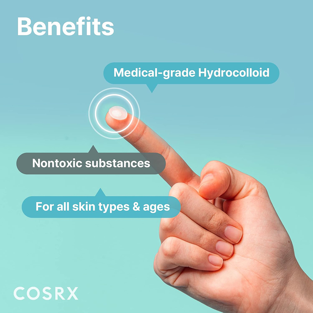 COSRX Master Patch Original Fit, 24 buc - plasturi formulati cu hidrocoloid, care contribuie la absorbirea sebumului si impuritatilor si la mentinerea unei bariere protectoare pentru zona cu imperfectiuni