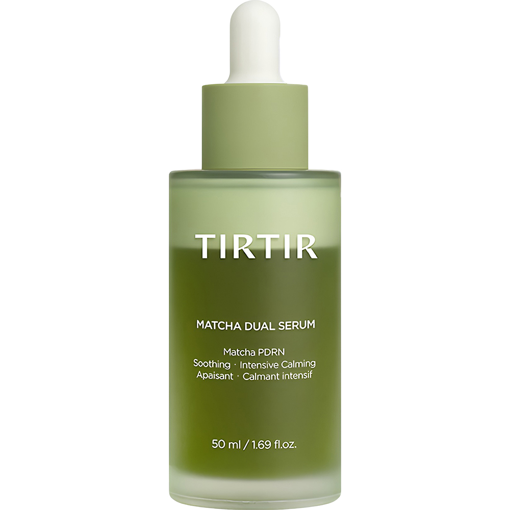 TIRTIR Matcha Dual Serum, 50 ml - ser de fata formulat cu niacinamida si extract de ceai verde, care contribuie la calmarea aspectului de roseata si la uniformizarea tonului si la metinerea luminozitatii naturale a tenului