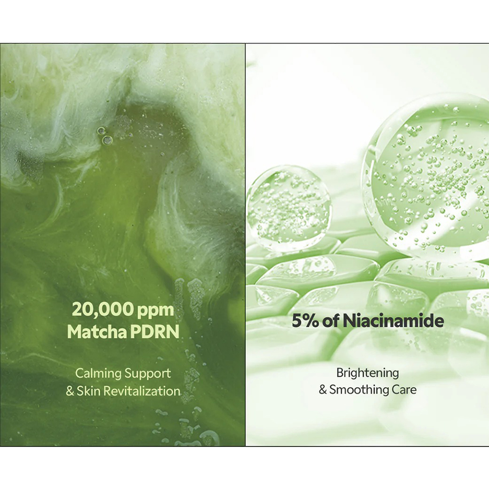 TIRTIR Matcha Dual Serum, 50 ml - ser de fata formulat cu niacinamida si extract de ceai verde, care contribuie la calmarea aspectului de roseata si la uniformizarea tonului si la metinerea luminozitatii naturale a tenului