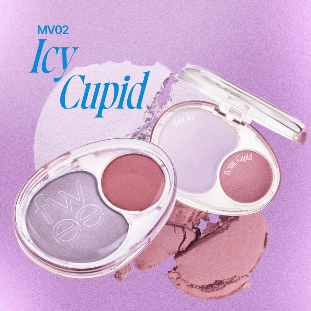 FWEE Mellow Dual Blusher Fard de Obraz MV02 Icy Cupid - Blush Hidratant si Rezistent pentru Stralucire Naturala, 7.2 gr