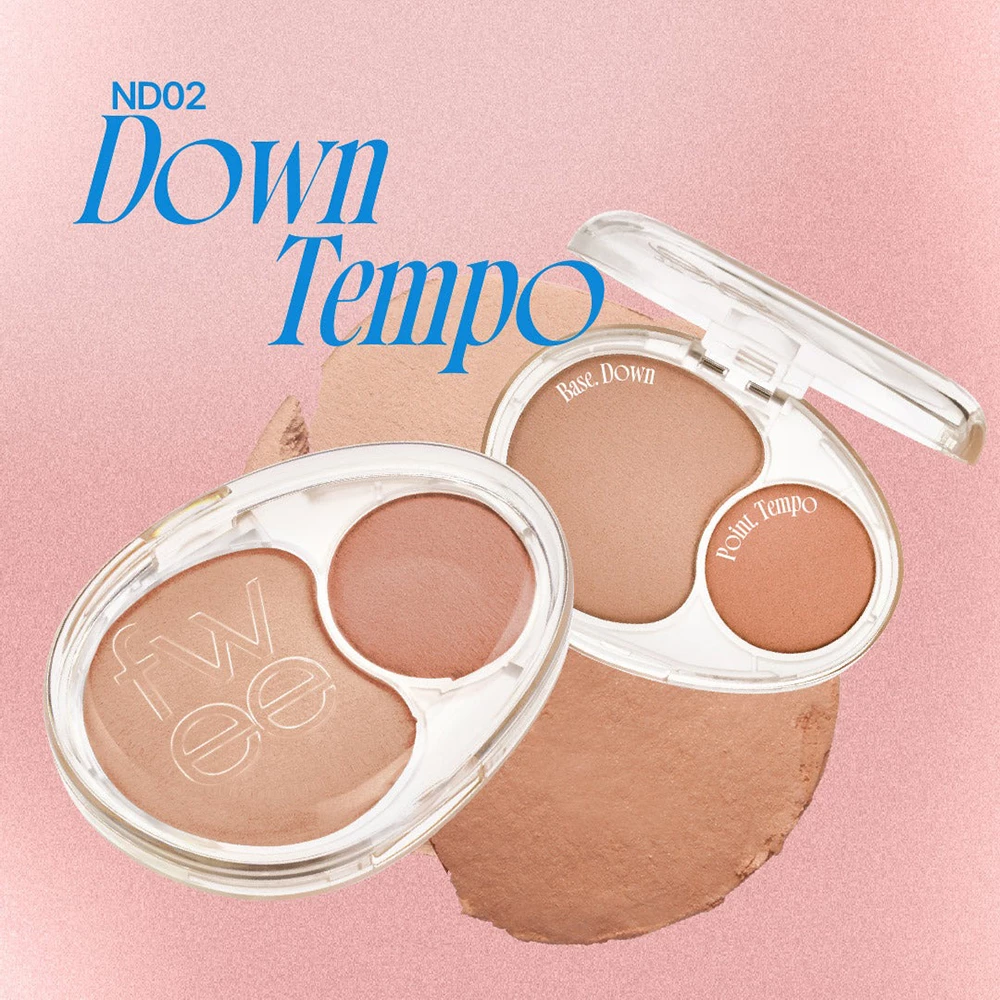 FWEE Mellow Dual Blusher Fard de obraz ND02 Down Tempo - Blush duo hidratant si rezistent, efect natural si luminos, 7.2 gr