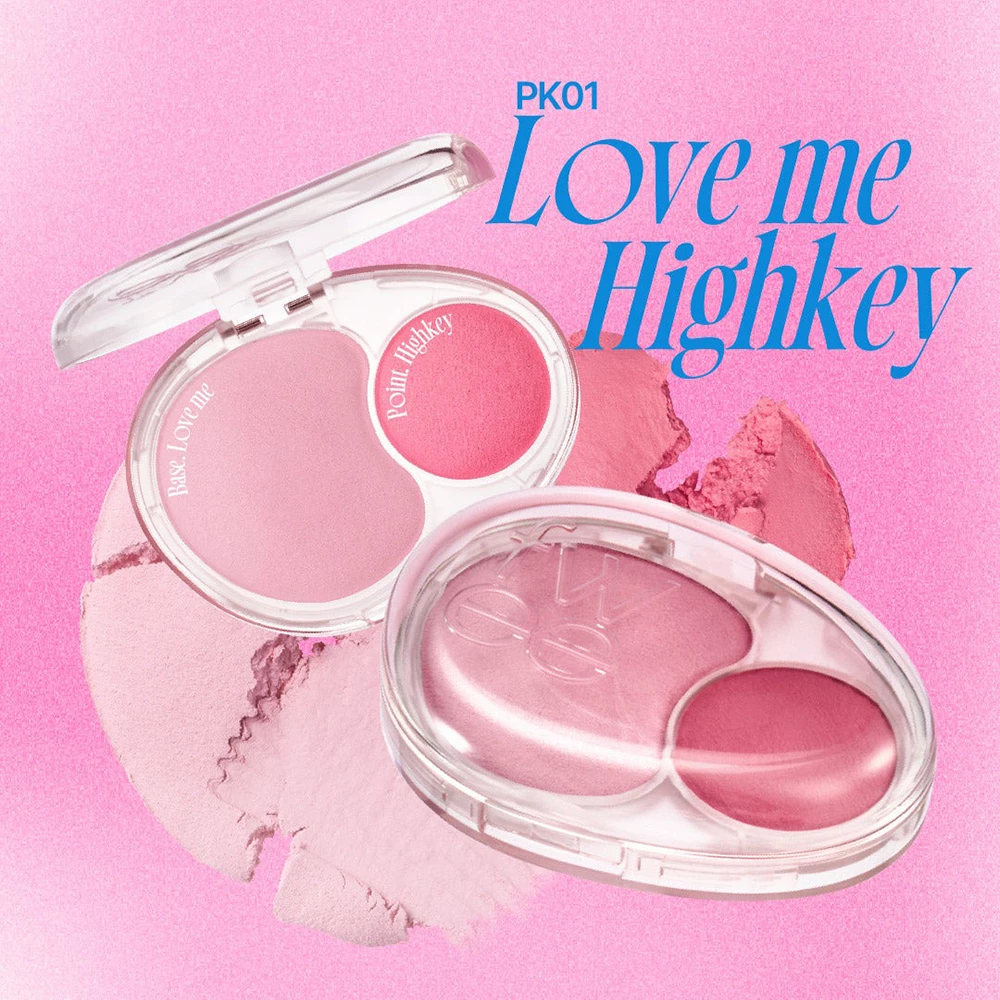 FWEE Mellow Dual Blusher Fard de Obraz PK01 Love Me Highkey - Blush Hidratant pentru Stralucire si Rezistenta Lunga Durata, 7.2 gr