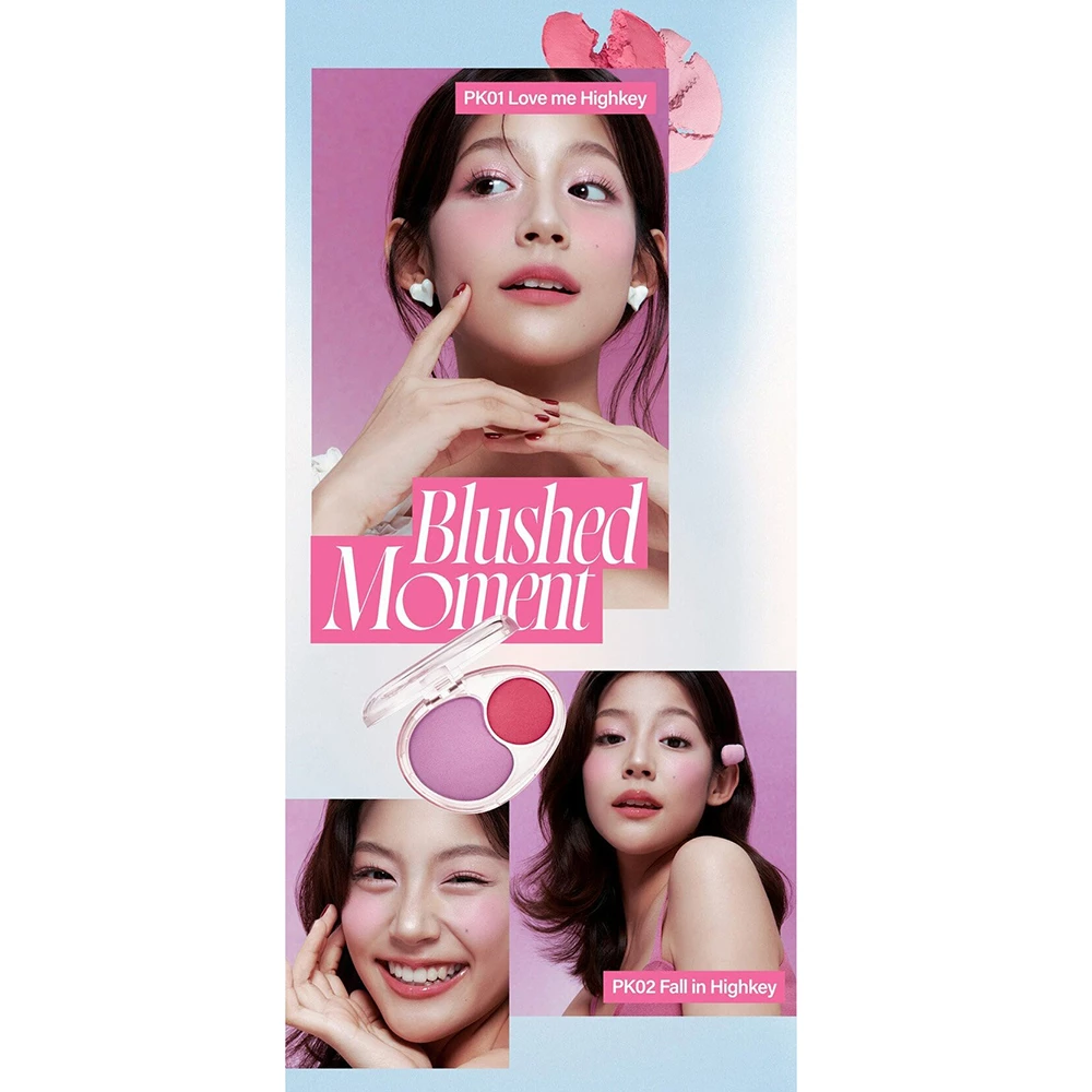 FWEE Mellow Dual Blusher Fard de obraz PK02 Fall in Highkey - Culoare Vibranta si Textura Hidratanta, 7.2 gr