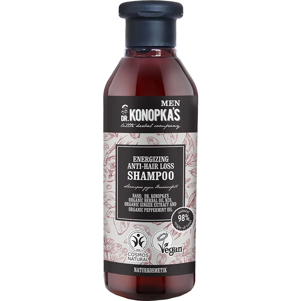 DR. KONOPKA'S LITTLE HERBAL COMPANY MEN Sampon energizant impotriva caderii parului cu ghimbir si menta - fortifiere si revigorare, 280 ml