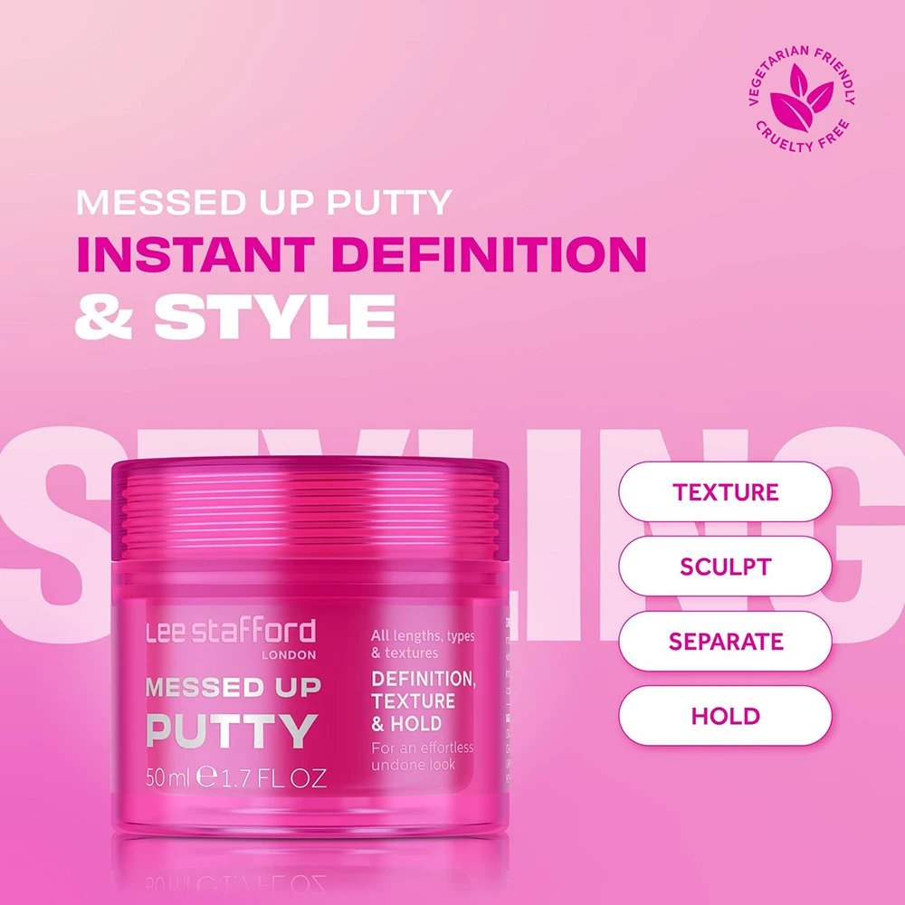Lee Stafford Messed Up Crema Modelatoare Texturizanta - Fixare Flexibila si Textura Naturala, 50 ml