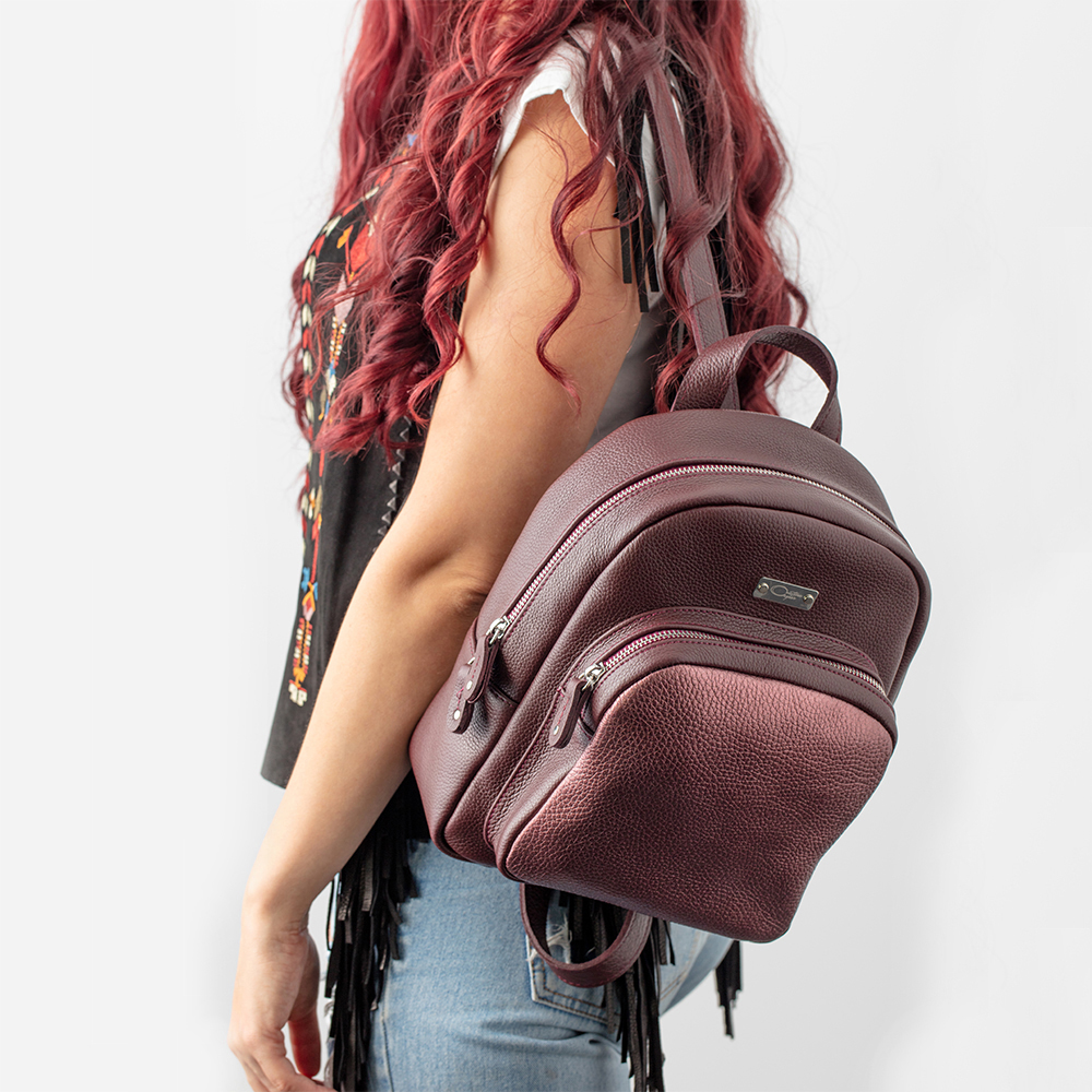 Metallic Burgundy Limited Edition Leather Backpack