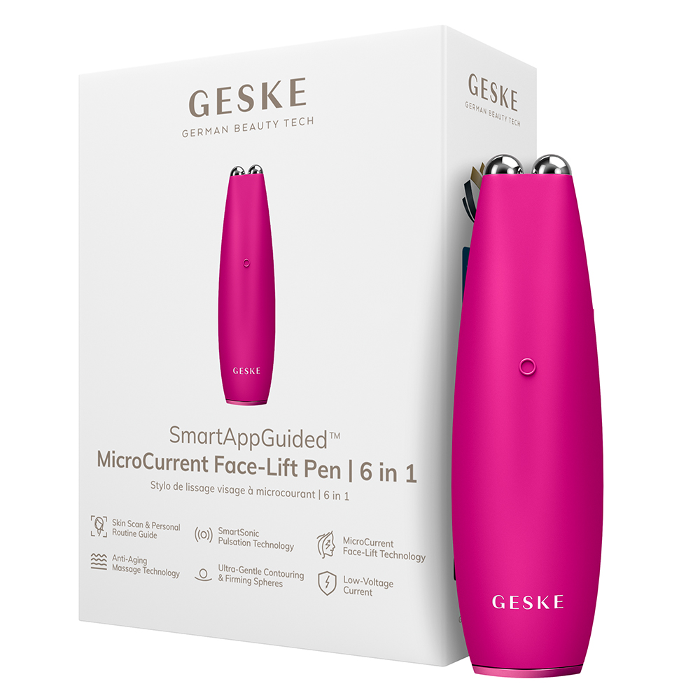 GESKE SmartAppGuided Face Lift Pen 6 in 1 Magenta - Dispozitiv Facial Antirid - Lifting Instantaneu si Tonifiere cu Microcurent,  1 buc.