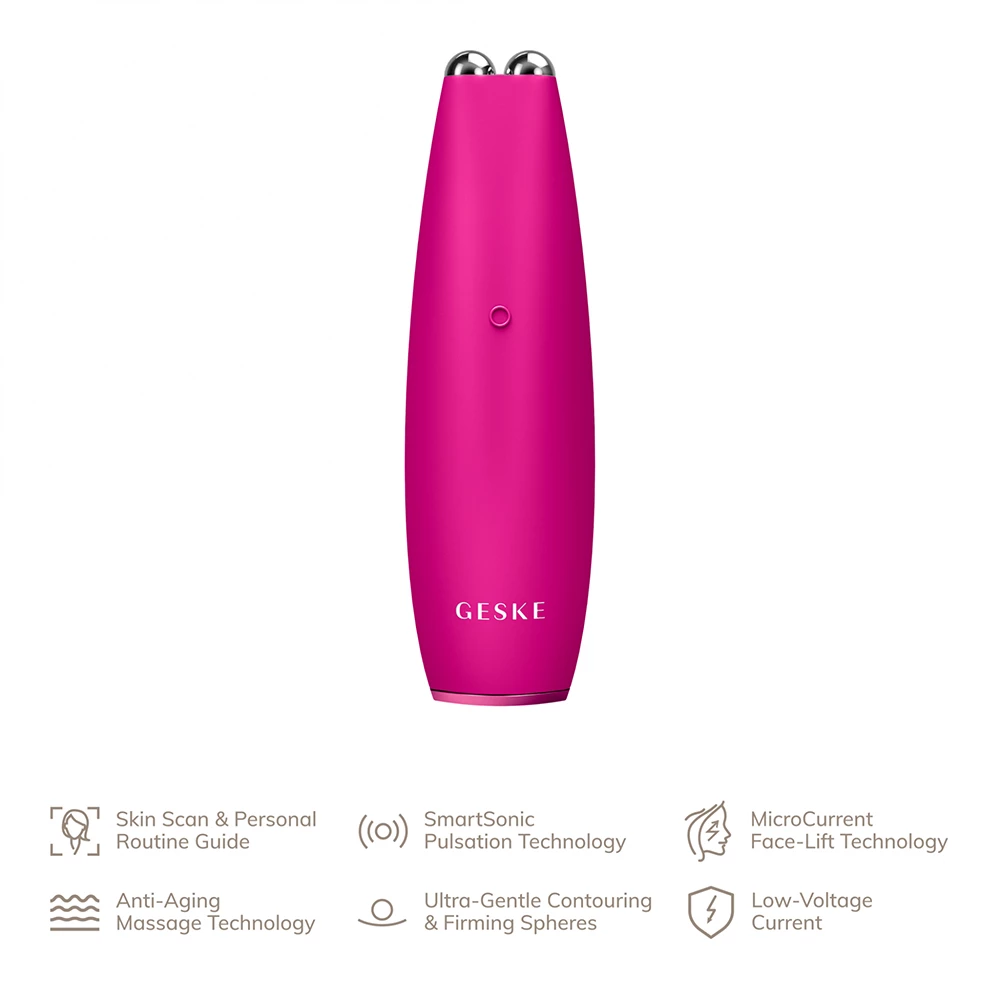 GESKE MicroCurrent Face-Lift Pen 6 in 1 – Dispozitiv Profesional pentru Tonifierea Feței, Magenta | German Beauty Tech