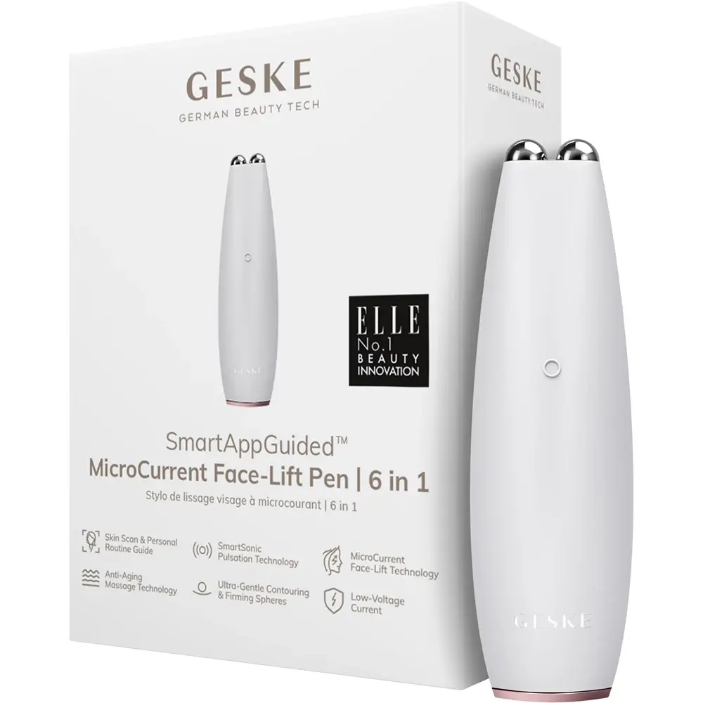 GESKE Starlight dispozitiv lifting facial Microcurent 6 in 1 - fermitate si netezire anti-imbatranire, compact si portabil, 150g