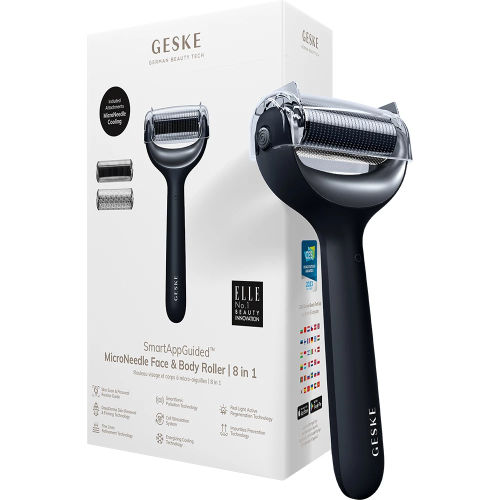 GESKE SmartAppGuided Rola Dermatologica Micro-ace Fata si Corp Black - Fermitate si Stralucire Profesionala, 8 in 1