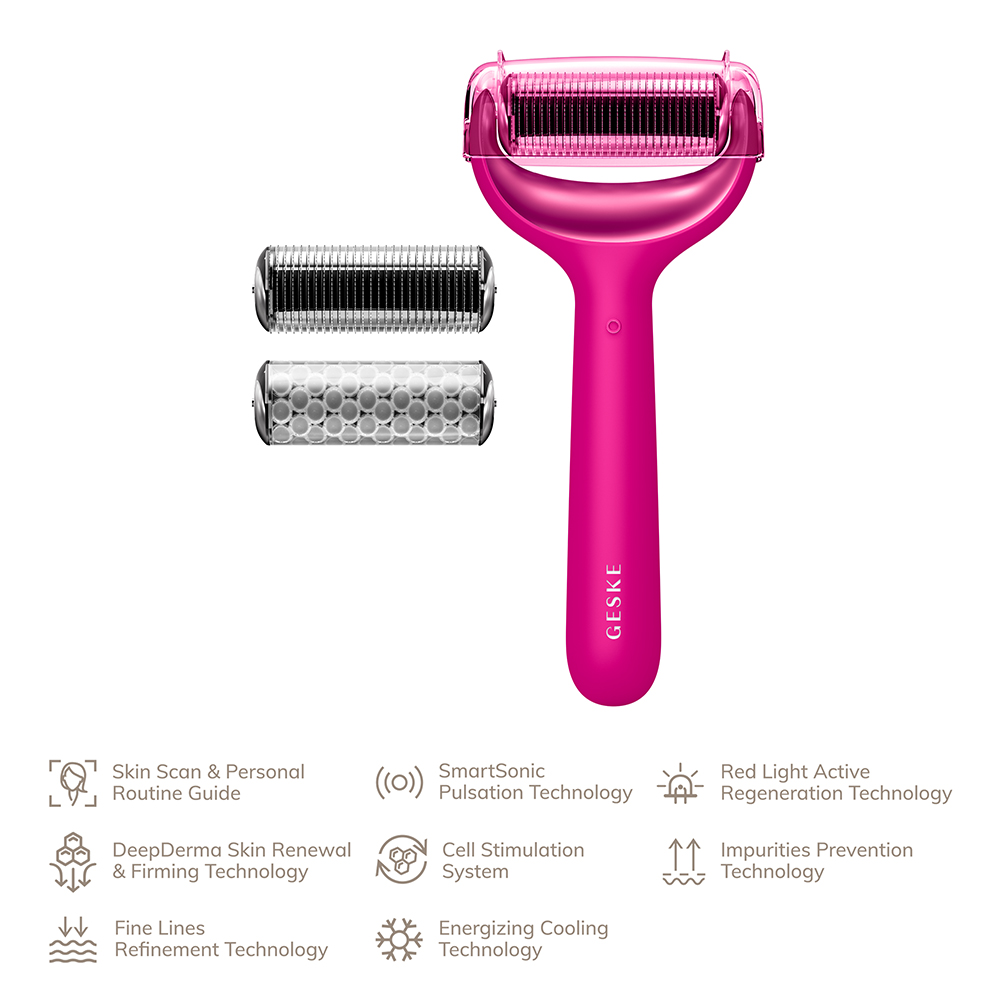 MicroNeedle Face and Body Roller 8 in 1  Magenta