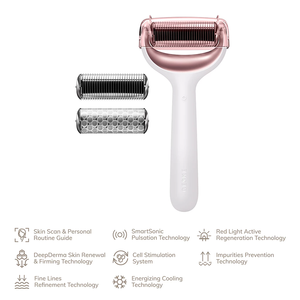 GESKE MicroNeedle Face and Body Roller 8 in 1 – Dispozitiv Profesional pentru Îngrijirea Feței și Corpului, Starlight | German Beauty Tech