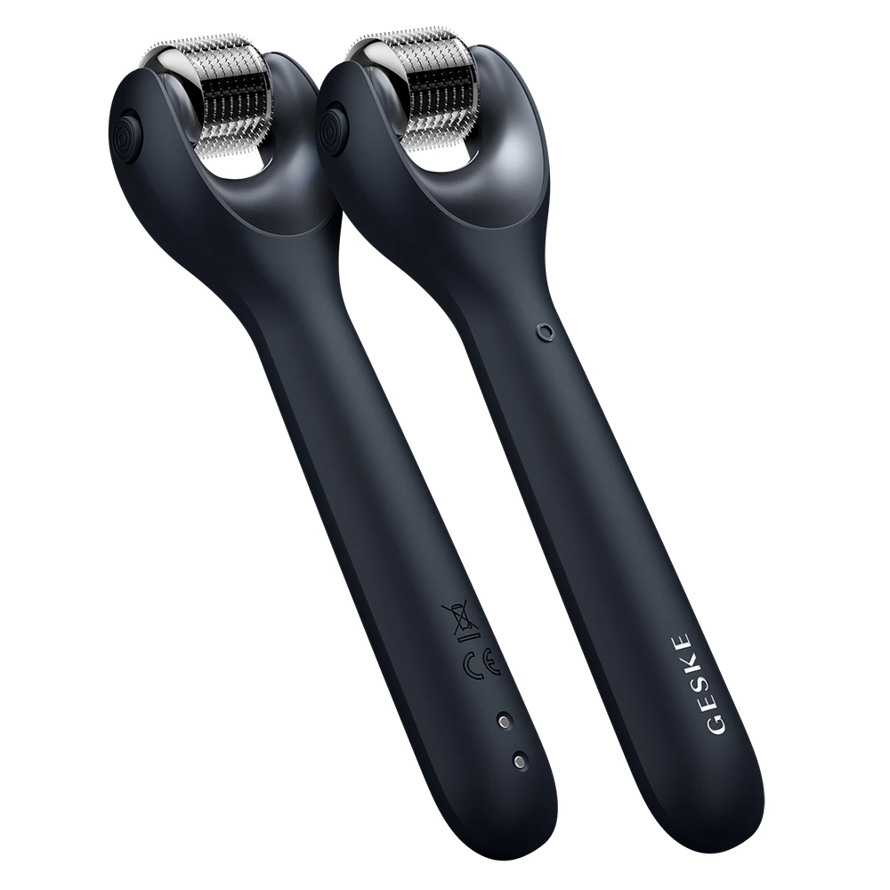 GESKE MicroNeedle Face Roller 9 in 1 Black - Microneedling facial pentru fermitate si stralucire, regenerare celulara si reducerea ridurilor fine, 1 buc