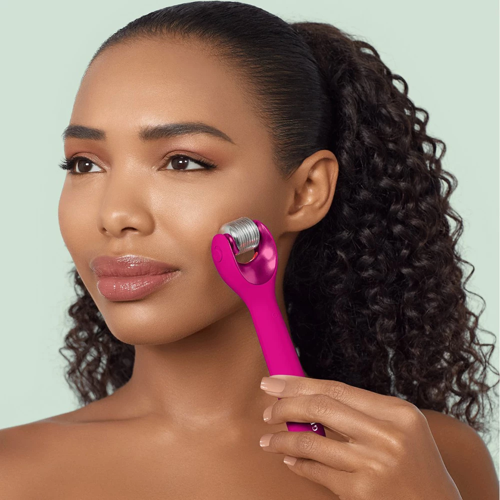 GESKE German Beauty Tech Derma Roller pentru Fata 9 in 1 Magenta - Microneedling, Stralucire si Fermitate, 1 buc