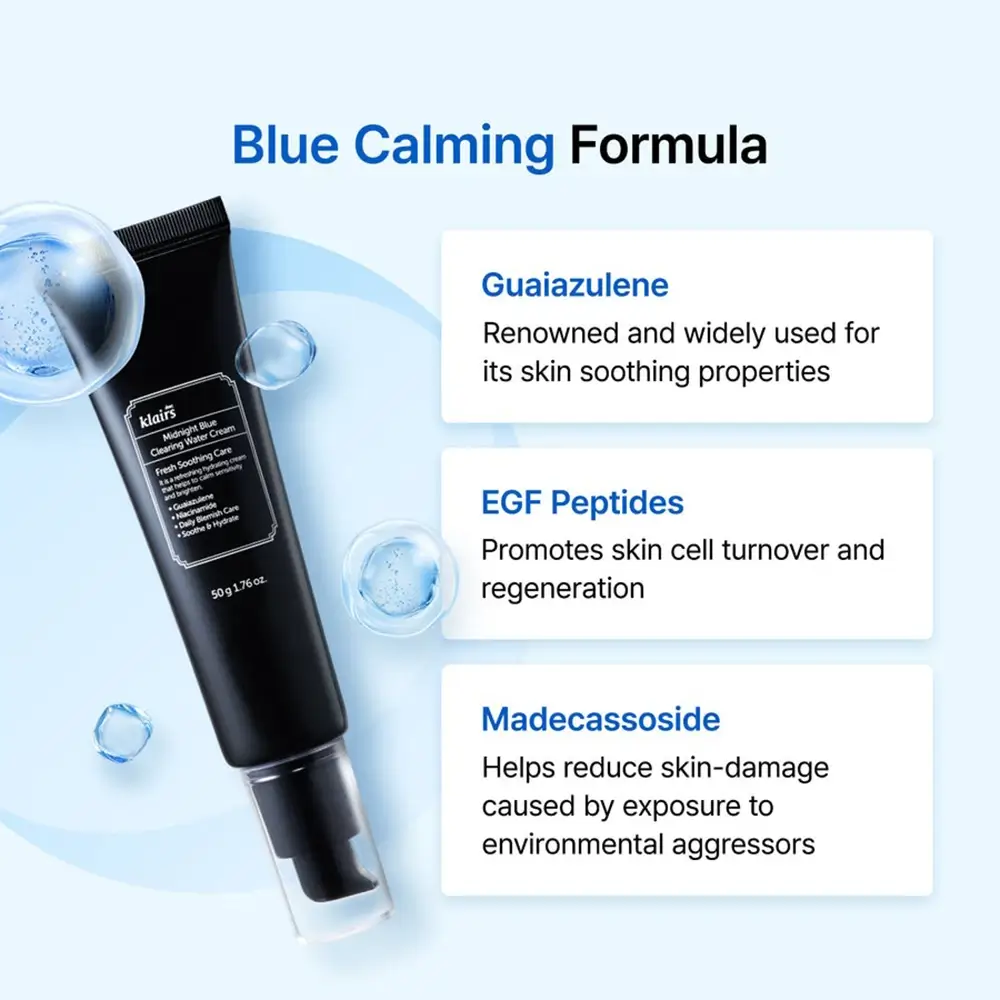 Dear Klairs Midnight Blue Crema pentru fata Midnight Blue - Calmarea tenului iritat si hidratare intensa, 50 gr