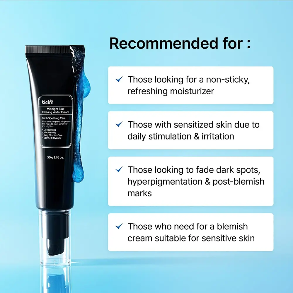 Dear Klairs Midnight Blue Crema pentru fata Midnight Blue - Calmarea tenului iritat si hidratare intensa, 50 gr