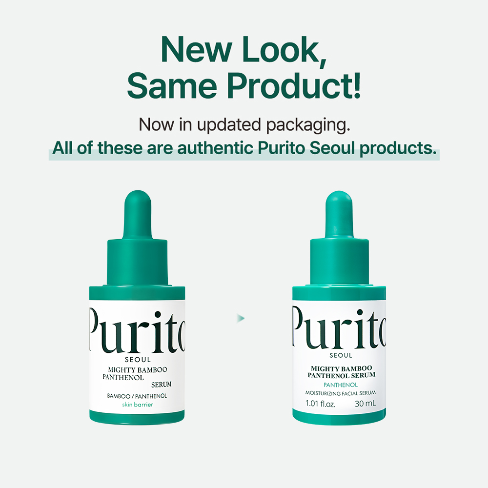 PURITO Mighty Bamboo Panthenol Serum - ser de fata formulat cu pantenol, ectoina si extract de bambus Damyang, care contribuie la intarirea barierei de hidratare si la mentinerea confortului pielii uscate si sensibile - 30 ml