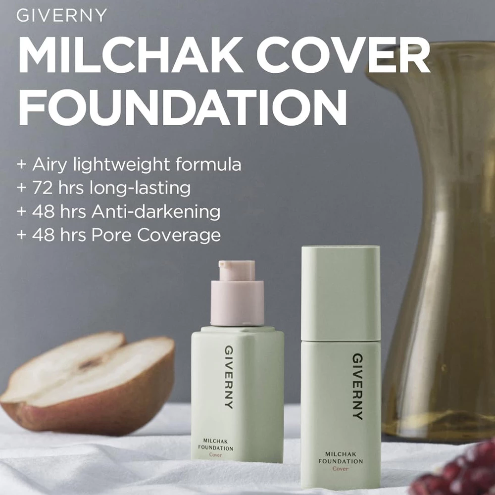 Giverny Milchak Cover – Fond de Ten Profesional cu Acoperire Mare, 21 Light Beige, 30 ml