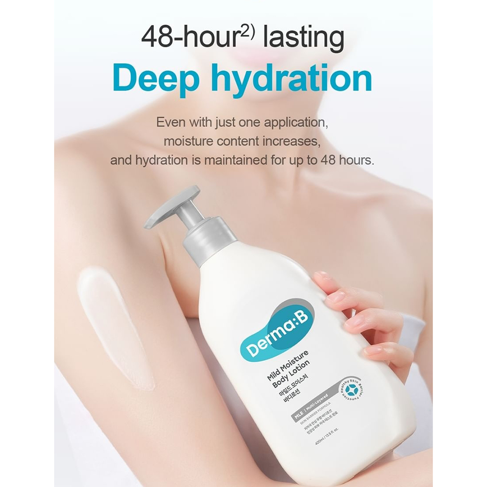 DERMA:B Mild Moisture Lotiune hidratanta pentru corp 400 ml - Hidratare intensa si calmare pentru piele sensibila, 400 ml