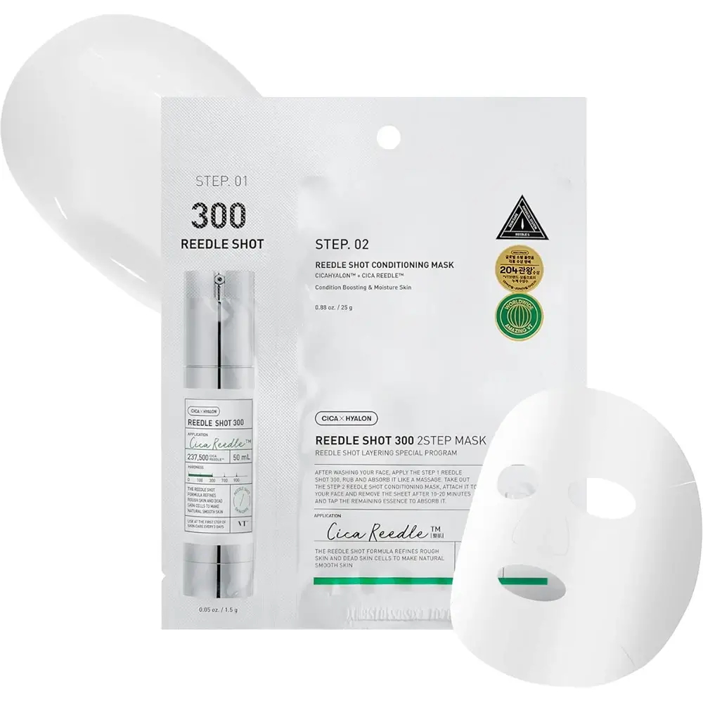 VT COSMETICS Reedle Shot 300 Masca de fata 2 pasi - Hidratare intensiva si Luminozitate profunda, 1,5 gr