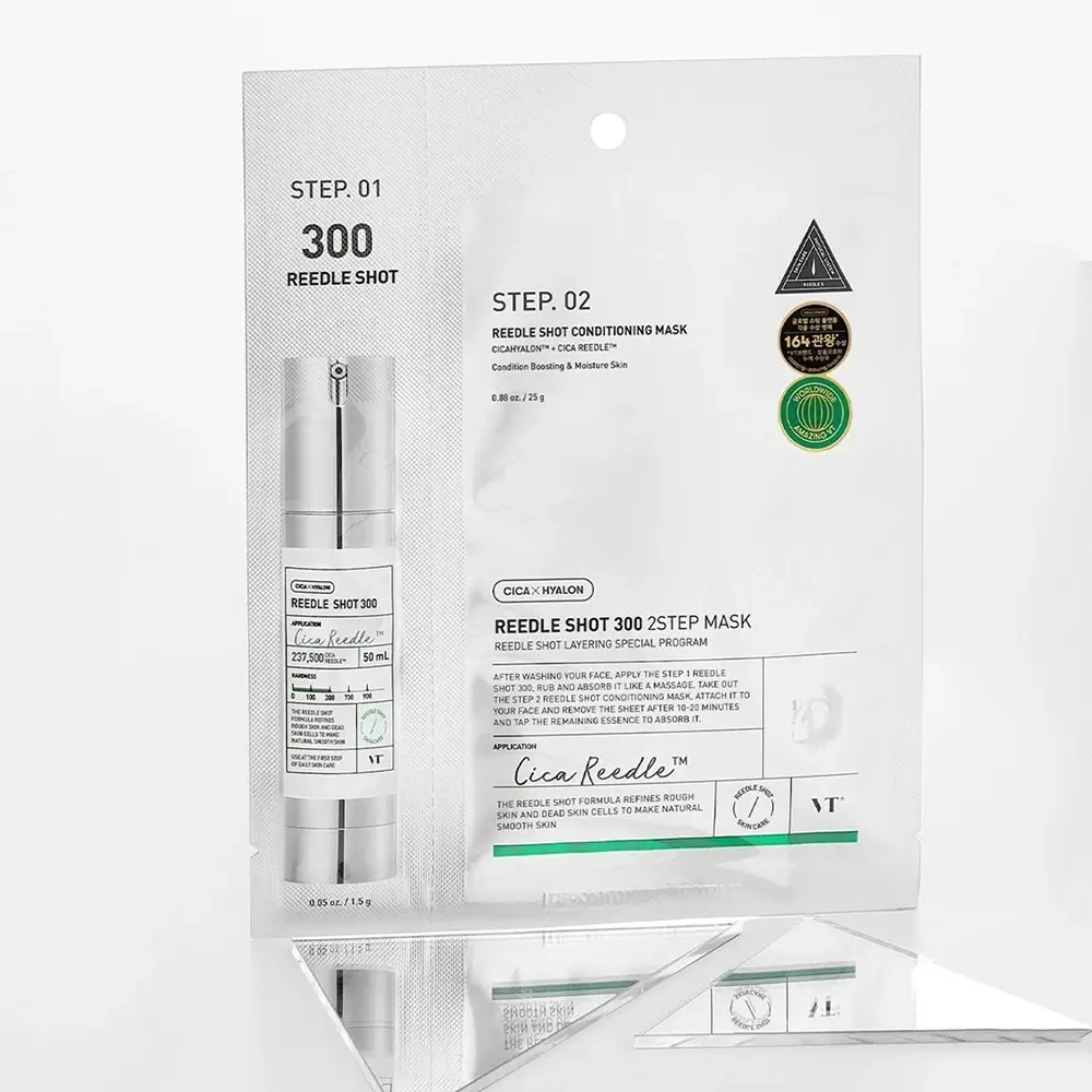 VT COSMETICS Reedle Shot 300 Masca de fata 2 pasi - Hidratare intensiva si Luminozitate profunda, 1,5 gr